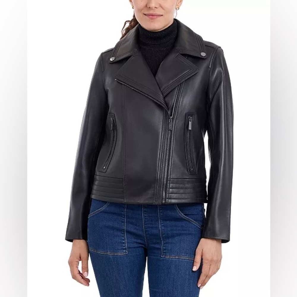 MICHAEL Michael Kors
Petite Asymmetric Leather Moto Coat